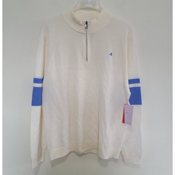 NWT Redvanly Stayner Merino Quarter Zip in Cream Men's Size XL